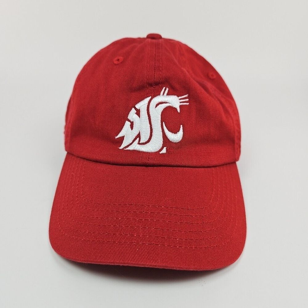 Washington State College WSC Cougars Red Baseball Cap Hat Embroidered NCAA